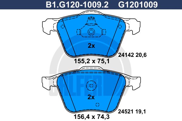 

Комплект тормозных дисковых колодок GALFER B1.G120-1009.2