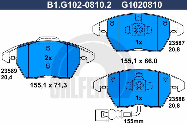 

Комплект тормозных дисковых колодок GALFER B1.G102-0810.2