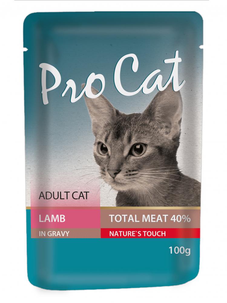 фото Влажный корм для кошек pro cat adult, ягненок, 100г