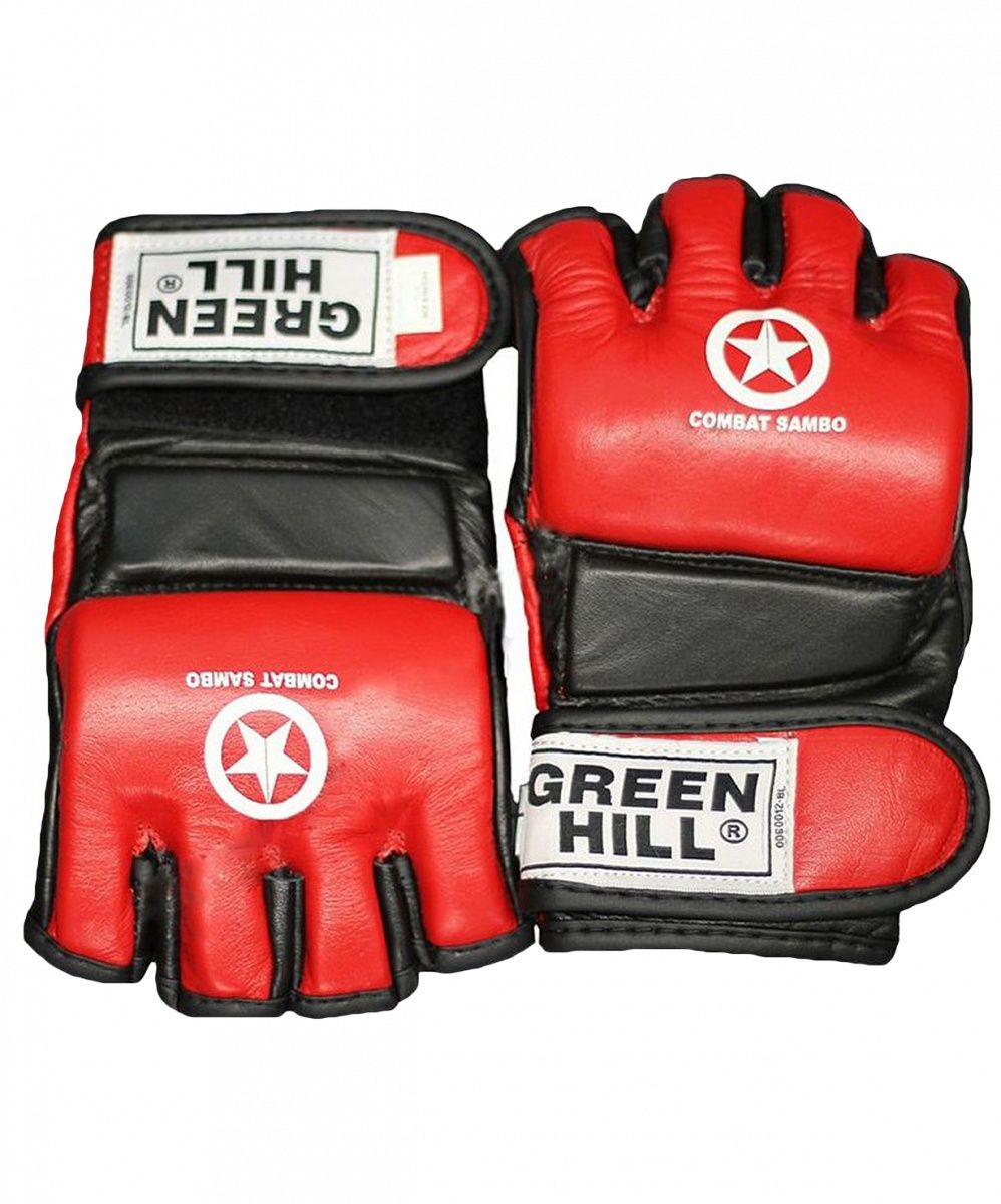 фото Перчатки для mma green hill combat sambo mmr-0027, к/з, красные (l)