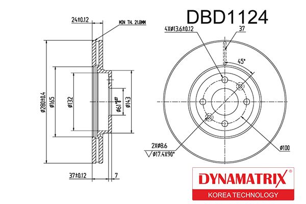 Тормозной диск DYNAMATRIX DBD1124