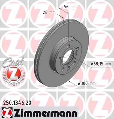 фото Тормозной диск zimmermann 250.1346.20