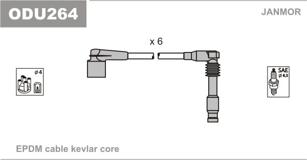 Комплект проводов зажигания JANMOR ODU264