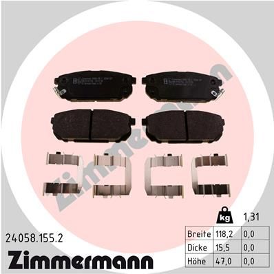 

Комплект тормозных колодок, дисковый тормоз ZIMMERMANN 24058.155.2
