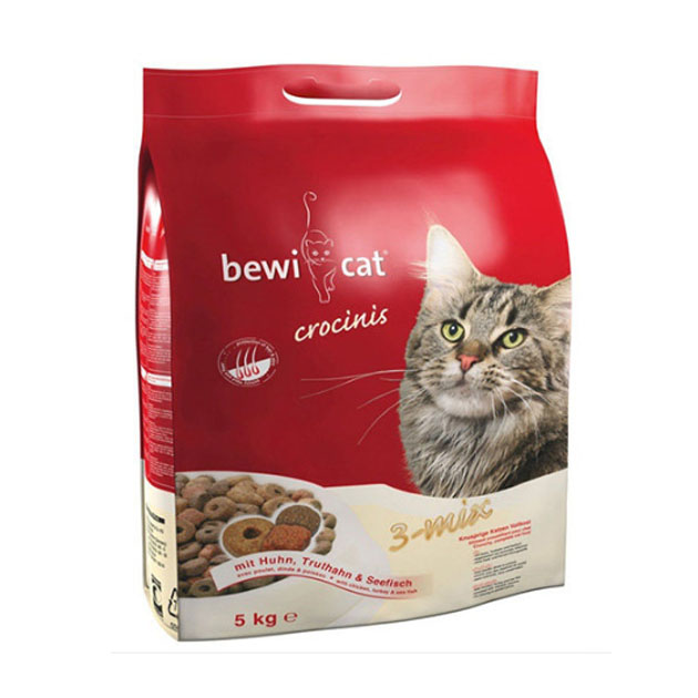 фото Сухой корм для кошек bewi cat crocinis, курица, индейка, рыба, 5кг