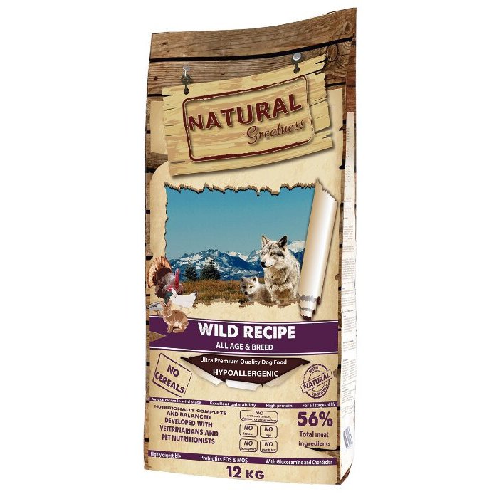 фото Сухой корм для собак natural greatness wild recipe, гипоаллер., утка,индейка,кролик, 12кг