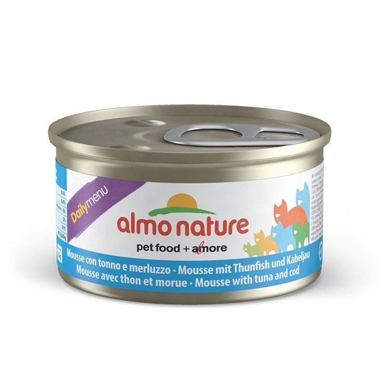 

Консервы для кошек Almo Nature Daily Menu, нежный мусс с тунцом и треской, 85г, Daily Adult