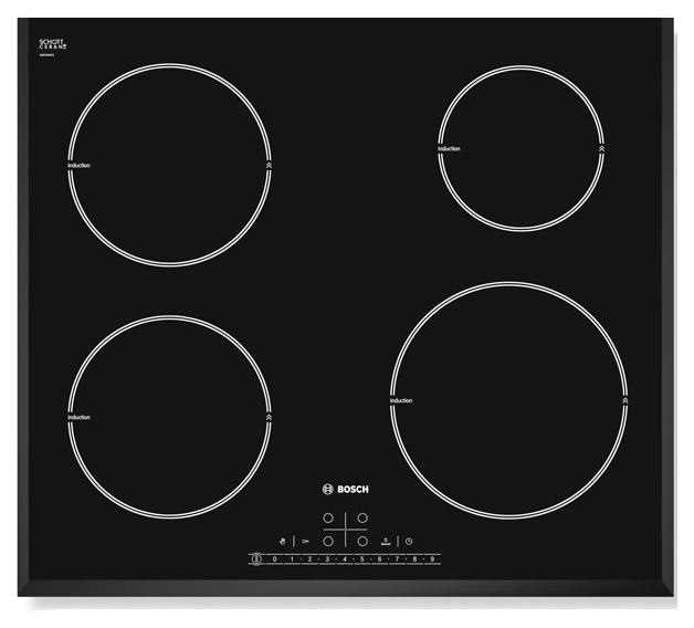 фото Встраиваемая варочная панель индукционная bosch pie651f17e black