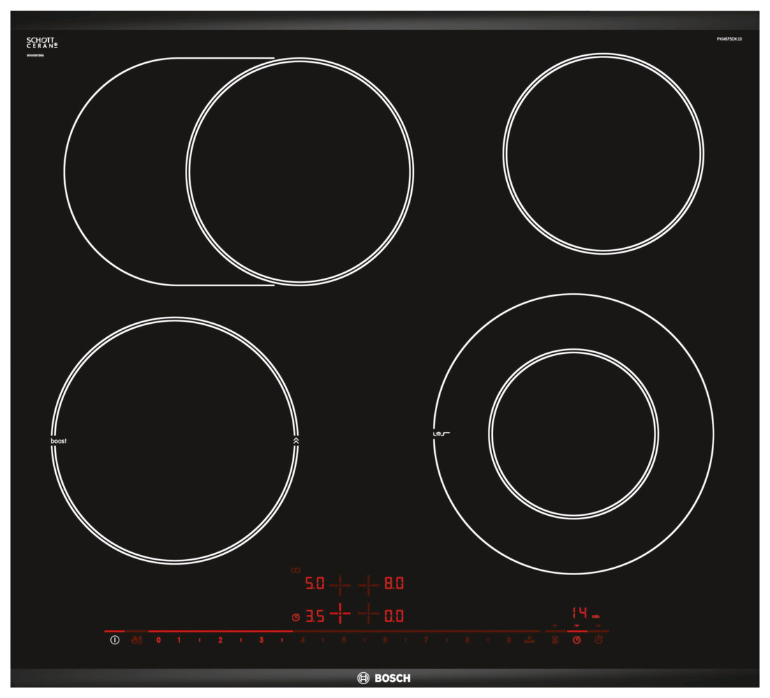 фото Встраиваемая варочная панель электрическая bosch pkn675dk1d black