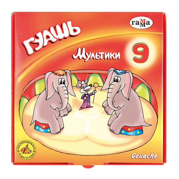 

Гуашь Гамма Мультики 9 цветов, Разноцветный, Мультики