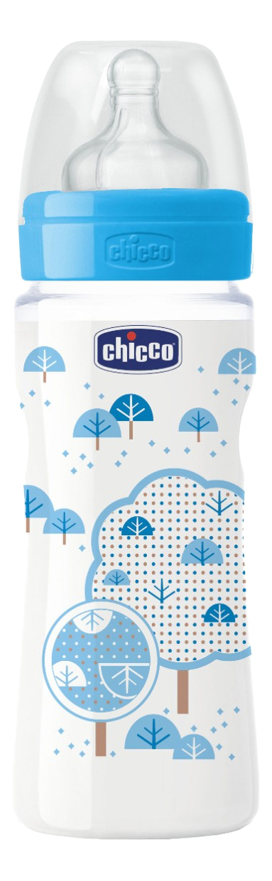 фото Детская бутылочка chicco wellbeing boy 330 мл голубая