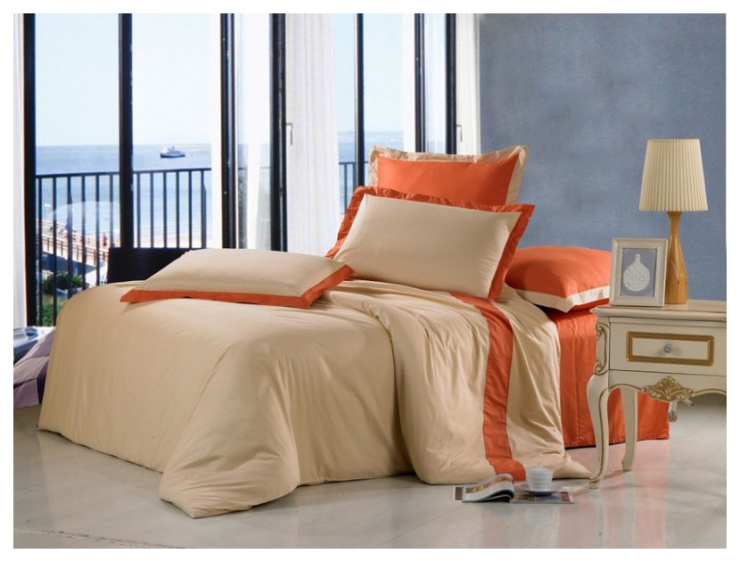 

Комплект постельного белья Valtery home collection семейный, Бежевый;оранжевый, OD-17