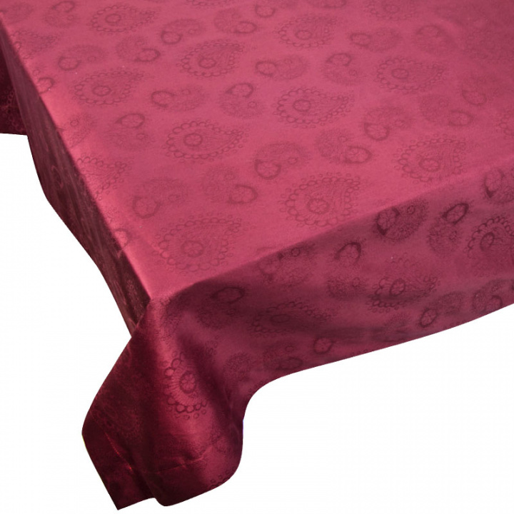 фото Скатерть овальная lameirinho, 160x220 см., 100% хлопок, цвет бордо