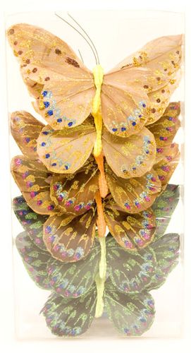 фото Набор елочных игрушек erichkrause бабочки со стразами 32133 10 см 6 шт.