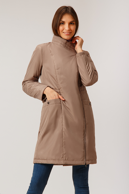 фото Утепленное пальто женское finn flare b19-11020 коричневое 46
