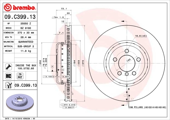 фото Тормозной диск brembo 09c39913