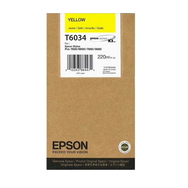 Картридж для струйного принтера Epson T6034 (C13T603400) желтый, оригинал
