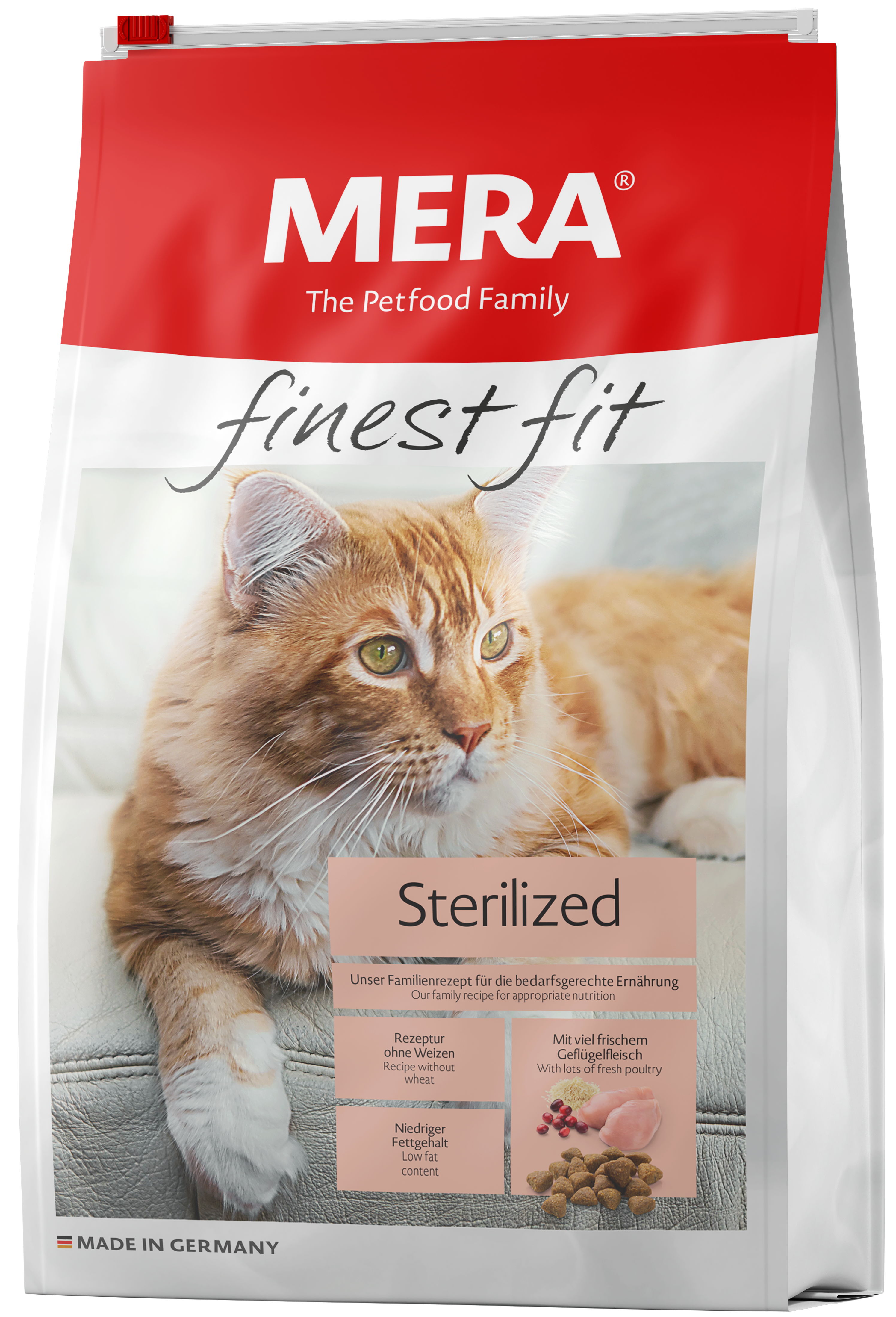 фото Сухой корм для кошек mera finest fit sterilized, для стерилизованных, курица, 0,4кг