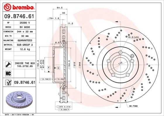 фото Тормозной диск brembo 09.b746.61