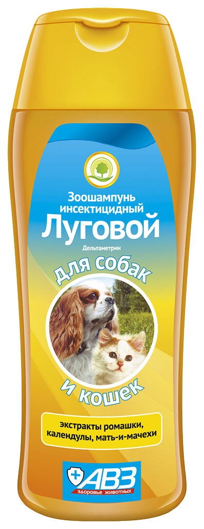 Шампунь для кошек и собак АВЗ Луговой инсектицидный, дельтаметрин, 270 мл