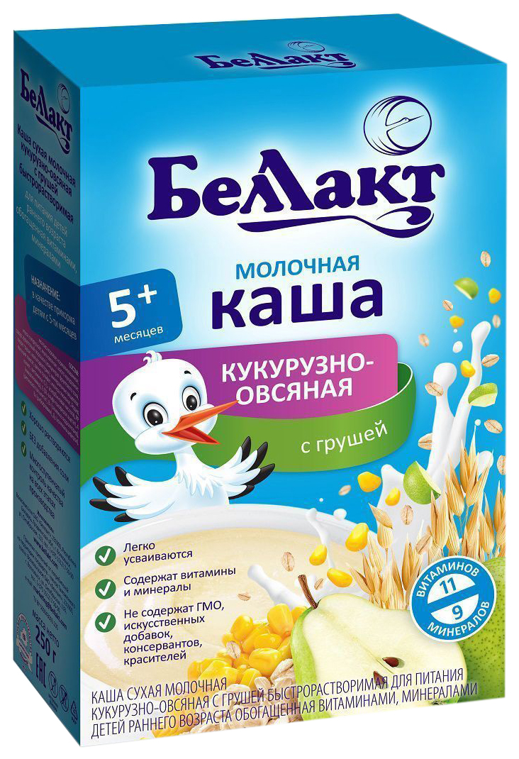 фото Каша молочная беллакт кукуруза, овес, груша с 5 мес. 250 г