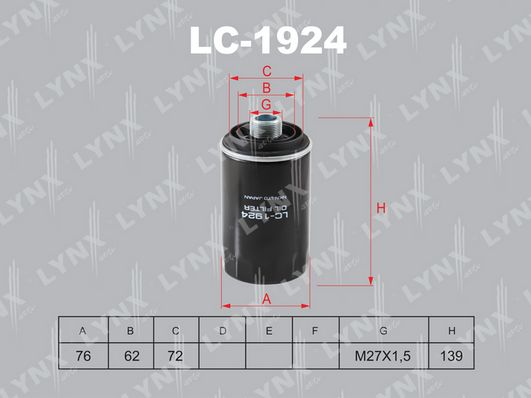 фото Фильтр масляный lynxauto lc-1924