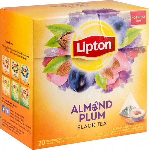 

Чай черный Lipton со вкусом сливы, миндаля и лепестками роз 20 пакетиков