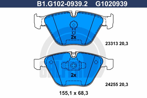 

Комплект тормозных дисковых колодок GALFER B1.G102-0939.2