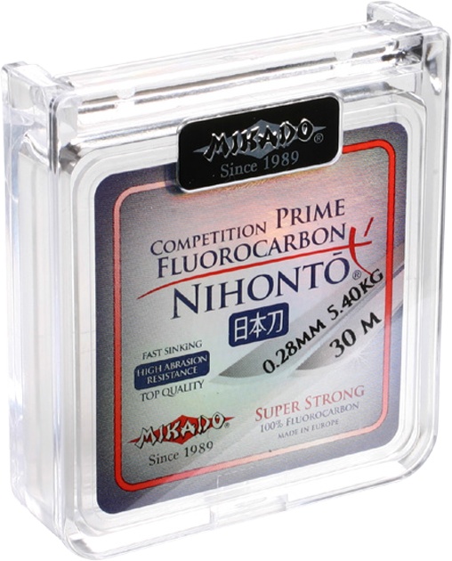 фото Леска монофильная mikado nihonto fluorocarbon prime 0,28 мм, 30 м, 5,4 кг