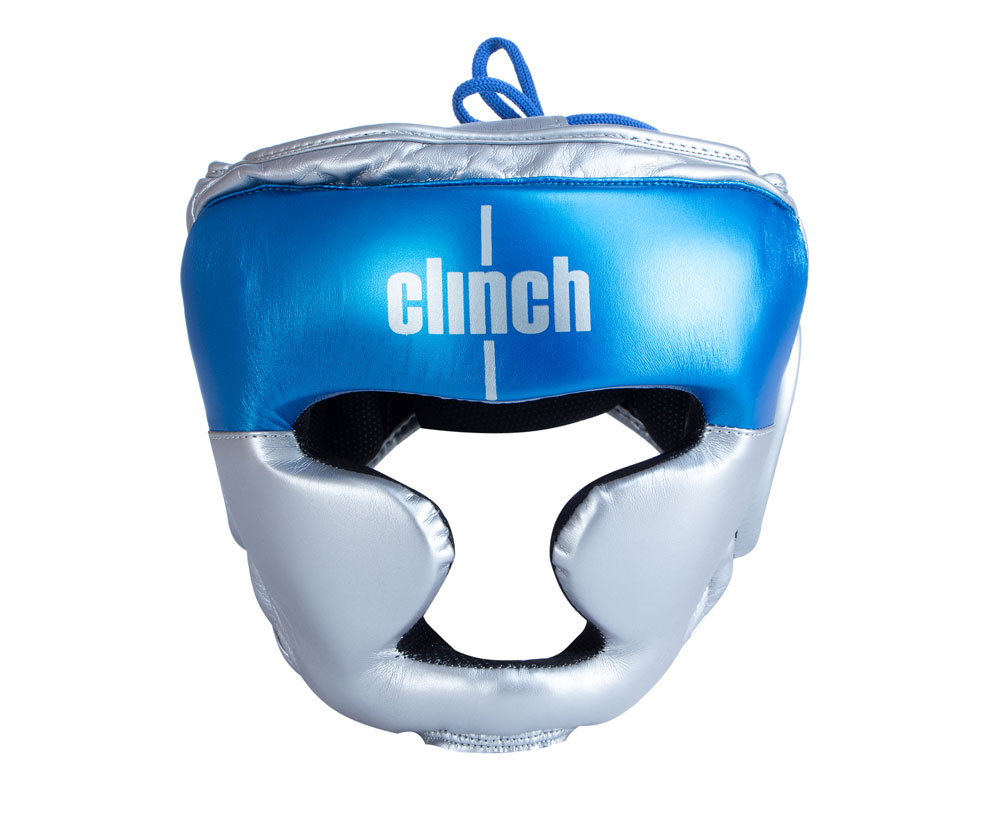 Шлем боксёрский Clinch Kids для детей, серебристо-синий, размер S