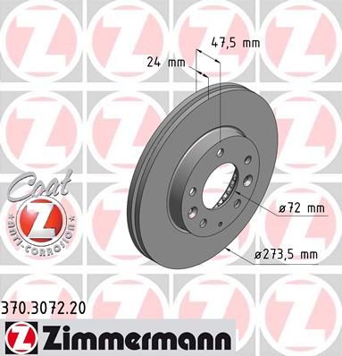 фото Тормозной диск zimmermann 370.3072.20