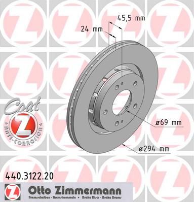 фото Тормозной диск zimmermann 440.3122.20