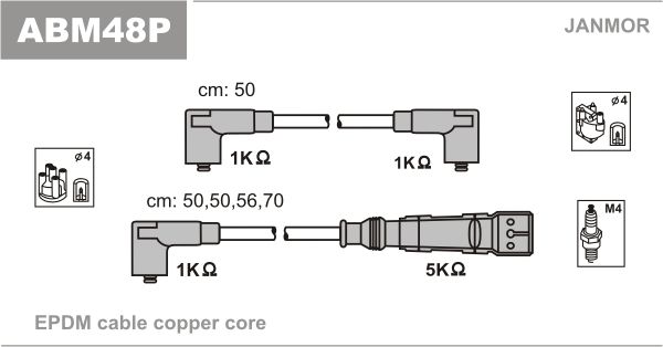 фото Комплект проводов зажигания janmor abm48p