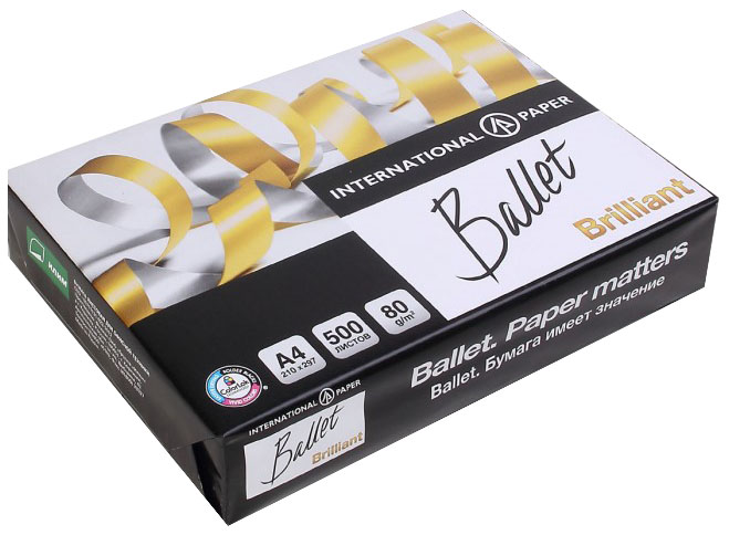 

Бумага для офисной техники Ballet Brilliant А4 80 г/м2, Белый