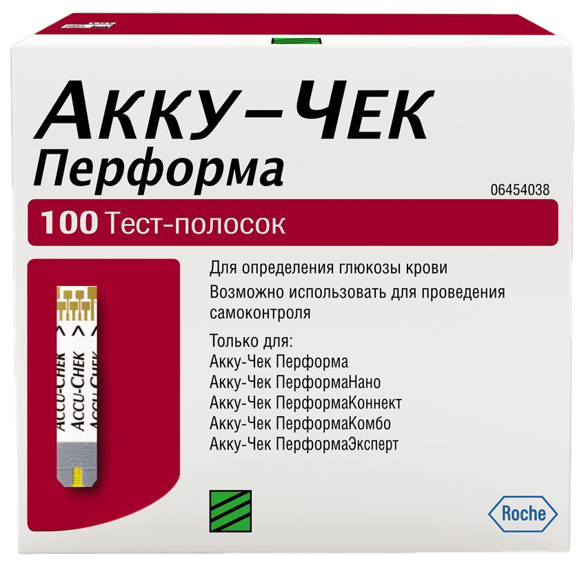 Тест-полоски для глюкометра Roche Accu-Chek performa 100 шт.