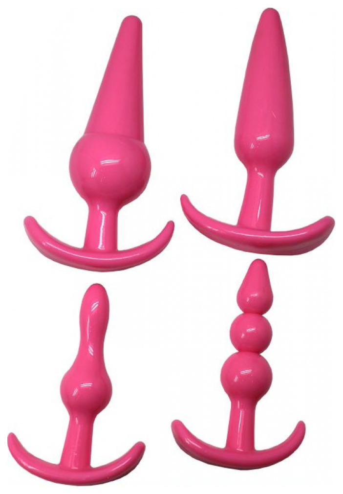 фото Набор из 4 розовых анальных пробок для ношения eroticon