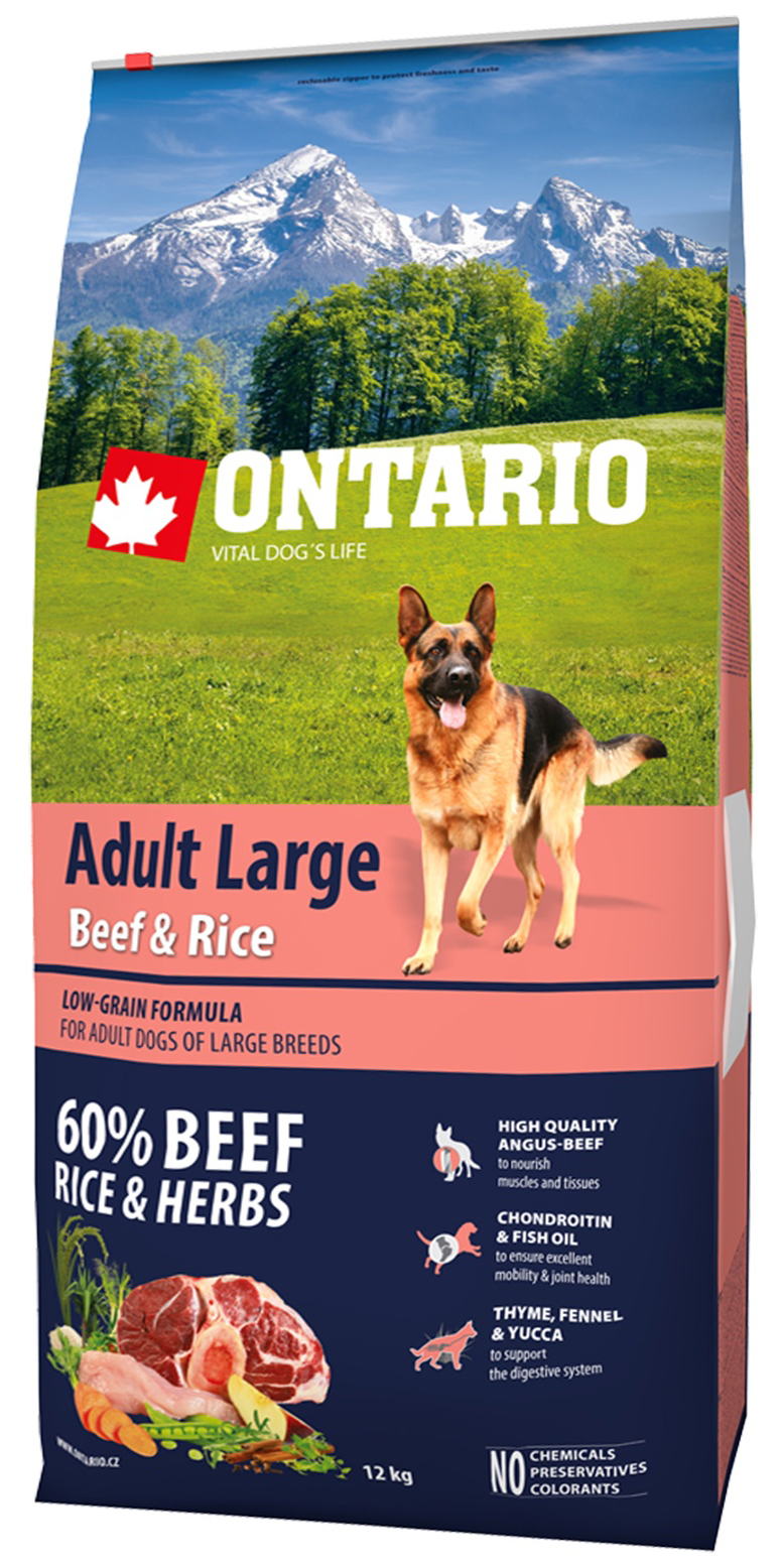 фото Сухой корм для собак ontario adult large, для крупных пород, говядина и рис, 12кг