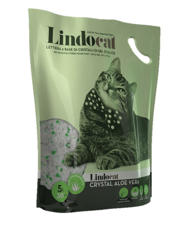 фото Впитывающий наполнитель для кошек lindocat crystal силикагелевый, алоэ вера, 2.2 кг, 5 л