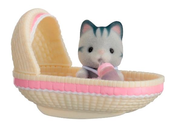 

Игровой набор sylvanian families младенец в пластиковом сундучке (котенок в люльке)