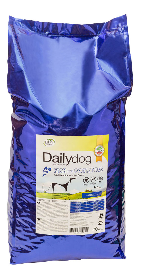 фото Сухой корм для собак dailydog adult medium-large breed, рыба и картофель, 20кг