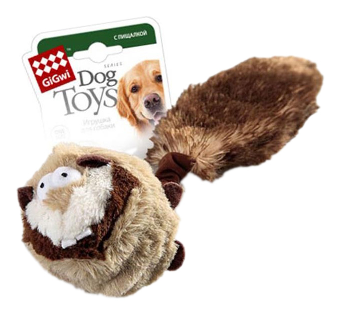 фото Мягкая игрушка для собак gigwi барсук с 2-мя пищалками, длина 26 см