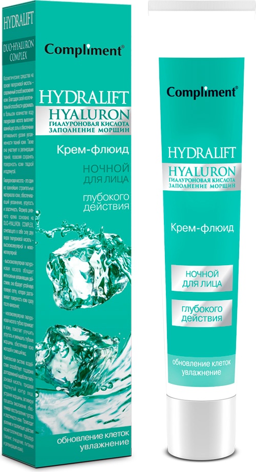 Ночной крем-флюид Compliment Hydralift Hyaluron глубокого действия для лица, 50 мл