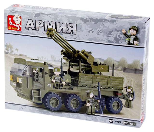 

Конструктор пластиковый Sluban Машина реактивной артиллерии 306 дет M38-B0302, Зеленый, машина реактивной артиллерии