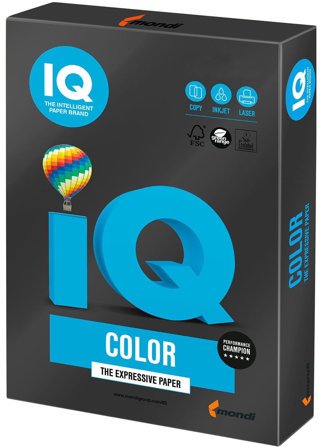 Бумага IQ В100 color, А4, 80 г/м2, 500 л, интенсив черная