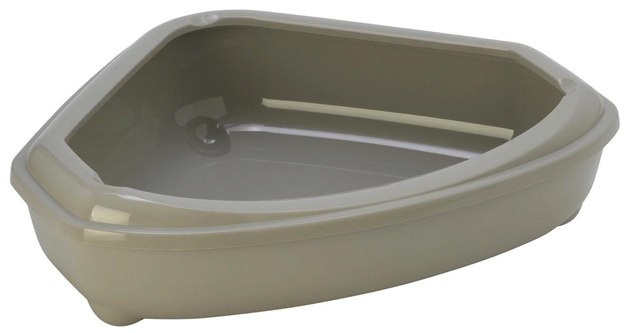 Лоток для кошек MODERNA Corner Tray с высоким бортом, серый, 55 х 45 х 13 см