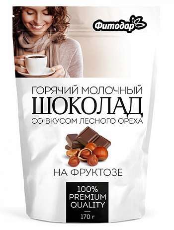 фото Какао-напиток фитодар горячий шоколад молочный со вкусум лесного ореха на фруктозе 170 г