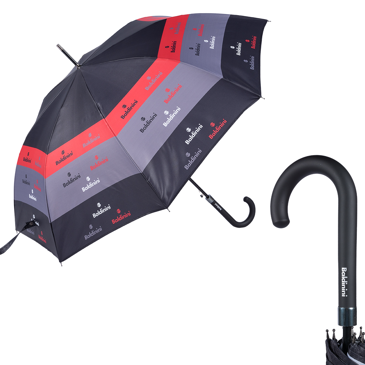 Зонт-трость женский полуавтоматический Baldinini 37-LA plate grey