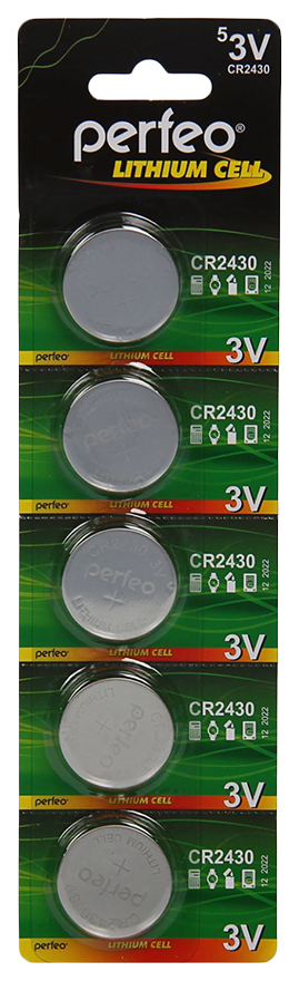 Батарейка Perfeo Lithium Cell PF CR2430/5BL 5 шт батарейки perfeo cr2450 5шт lithium cell