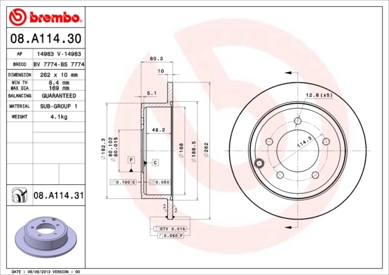 фото Тормозной диск brembo 08a11431