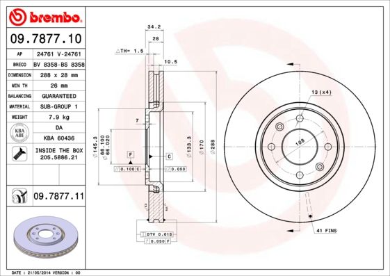 фото Тормозной диск brembo 09.7877.11